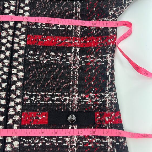 Ming Wang plaid cardigan red black est XS OR S - Picture 3 of 7